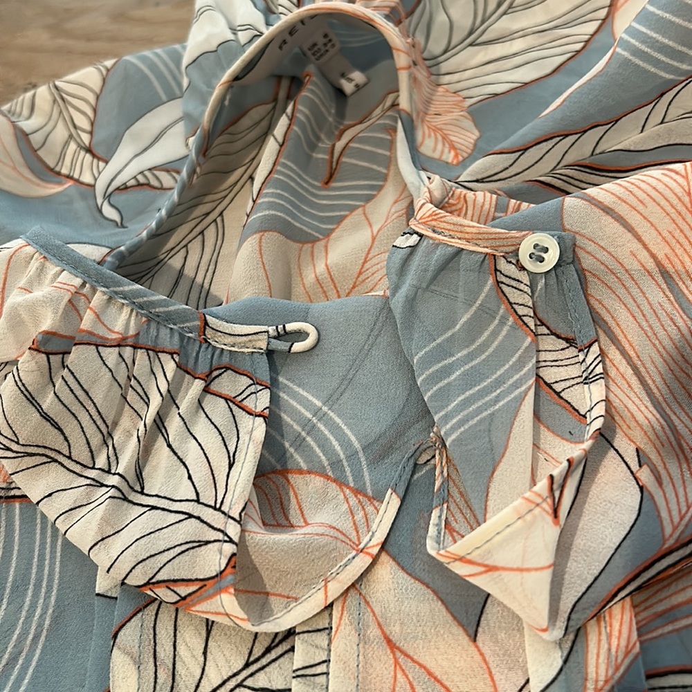 Reiss Blue and Cream Leaf Print Dress Worn Once – Excellent Condition - Picture 13 of 13